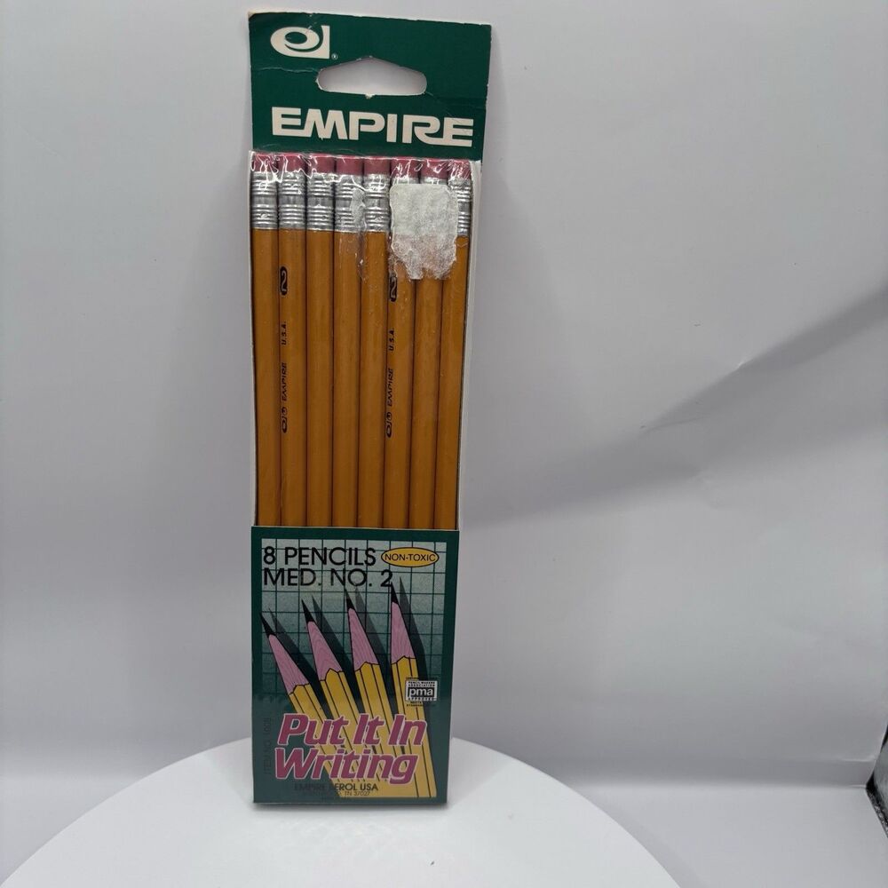 Vintage Empire No. 2 Non Toxic Pencils 8 Pack NOS Sealed 1980 Collectible USA